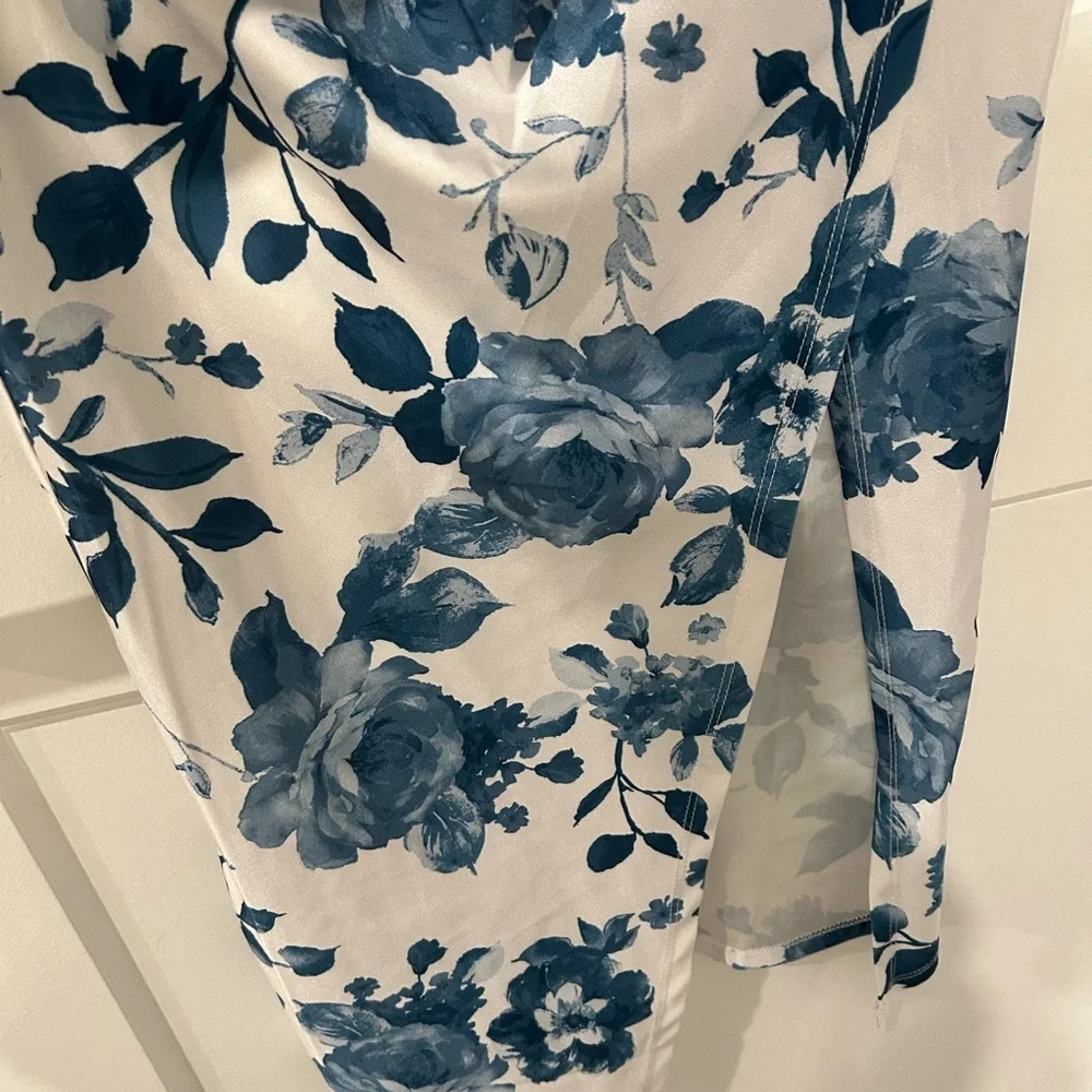 Windsor Asymmetrical Dress in Blue Floral - Picture 2 of 4